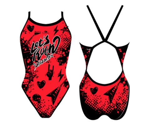 Women Swim Suit Revolution Thin Straps Lets Rock Red Turbo Swim Asia