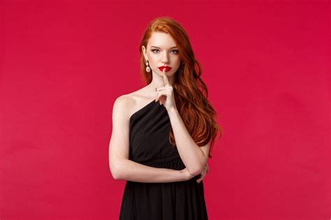 Premium Photo Portrait Of A Redhead Woman In Black Dress