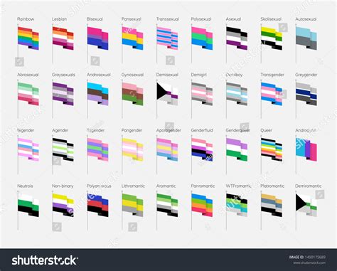 Lgbt Symbols Flat Pride Flags List vector de stock libre de regalías