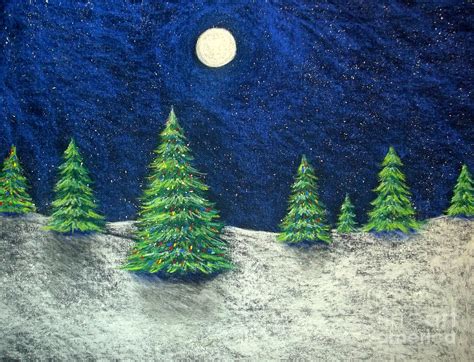 Christmas Trees In The Snow Drawing By Nancy Mueller