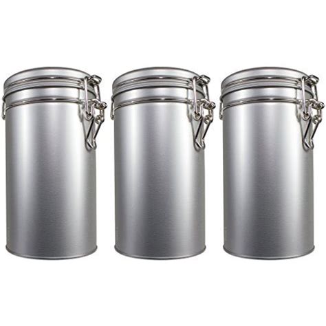 Stainless Steel Metal Tea Tin Canister With Tight Seal Latch Coffee
