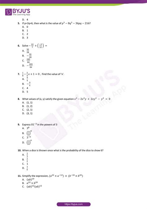 Sample Paper Of Class 8 Maths Pdf Example Papers