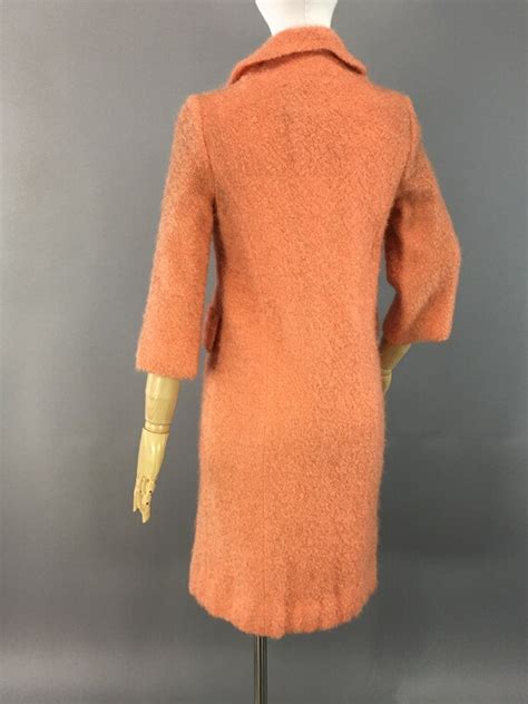 1960s Peach Mohair Sandra Sage Coat Vintage Size S M Gem