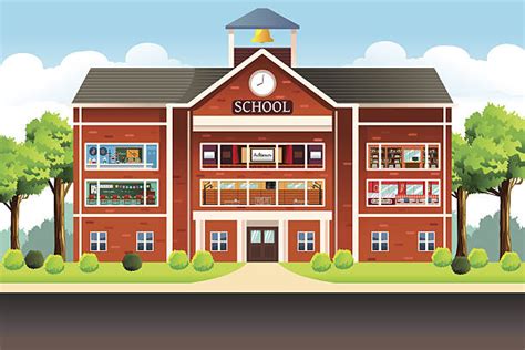 Royalty Free Elementary School Building Clip Art Vector Images