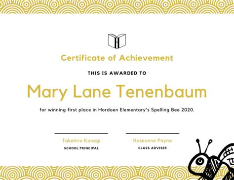 Stunning Spelling Bee Award Certificate Template Sparklingstemware