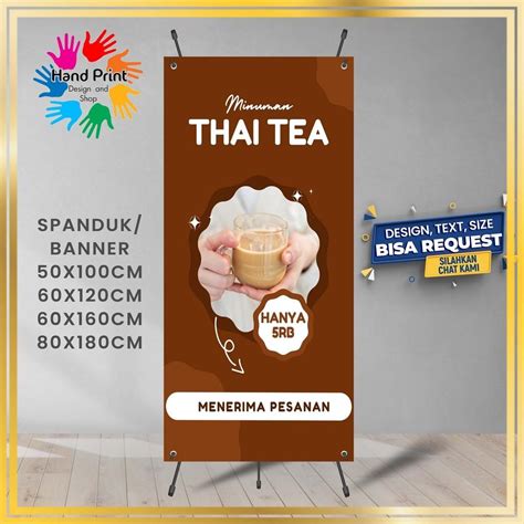 Jual Spanduk Banner Thai Tea Warna Coklat X Cm Cocok Luar