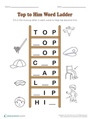 Introduce word ladders and explain how they should be completed. Word Spaces | Worksheet | Education.com