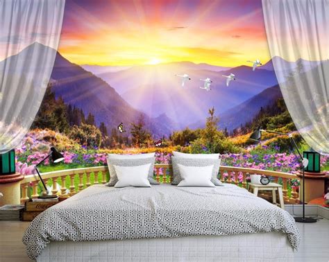 Beautiful Colorful Balcony Mountain Bedroom Wallpaper Nature Scenery