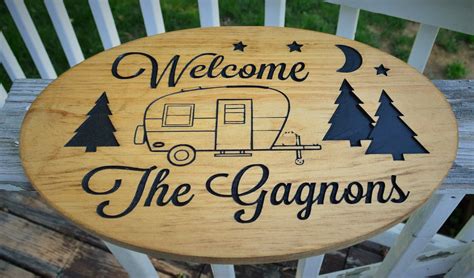 Welcome To Our Campsite Camping Carved Wood Sign Campingrv Etsy