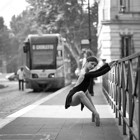 Young Beautiful Ballerina Dancing Out In The Street In Rome Italy