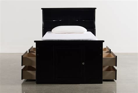 Summit Black Twin Bookcase Bed With Double 4 Drawer Storage Living Spaces