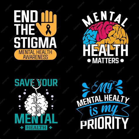 Premium Vector Mental Health Awareness T Shirt Design Bundle Print