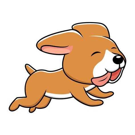 Cute Little Dog Running Vector Cartoon Illustration 12885462 Vector Art
