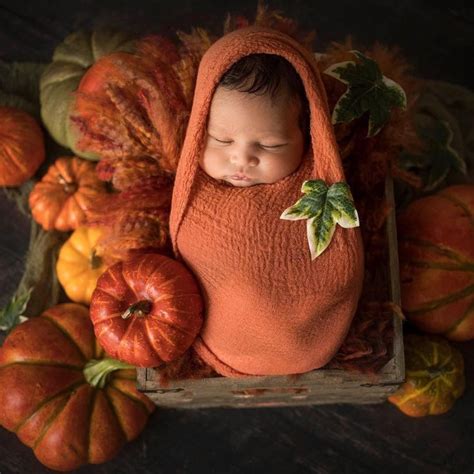 Newborn Autumn Photo Shoot Baby Fall Photography With Pumpinkg