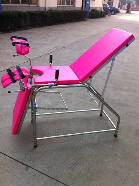 stainless steel gynecological medical exam tables，pink portable examination chair