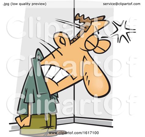 Clipart Of A Cartoon Frustrated White Man Banging His Head Against A