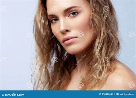 Beautiful Blonde With Wavy Hair Close Up Stock Photo Image Of Blonde
