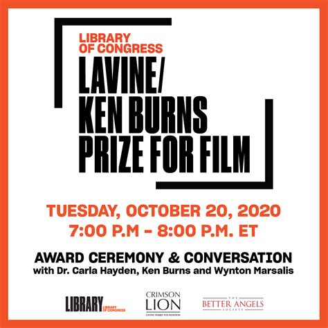 Upcoming Events The Library Of Congress Lavine Ken Burns Prize For Film