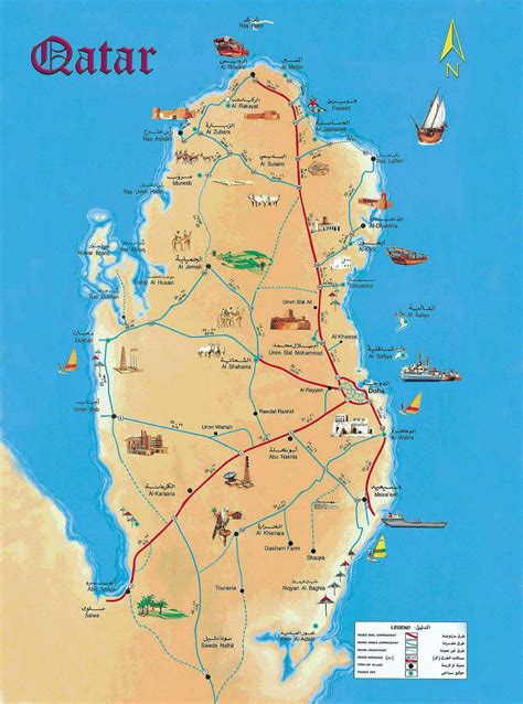 Large Detailed Tourist Map Of Qatar Qatar Asia Mapsland Maps Of