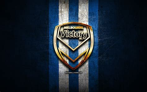 Download Wallpapers Melbourne Victory Fc Golden Logo A League Blue