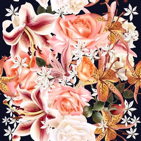 Beautiful Seamless Floral Pattern With Roses In Watercolor Style Stock