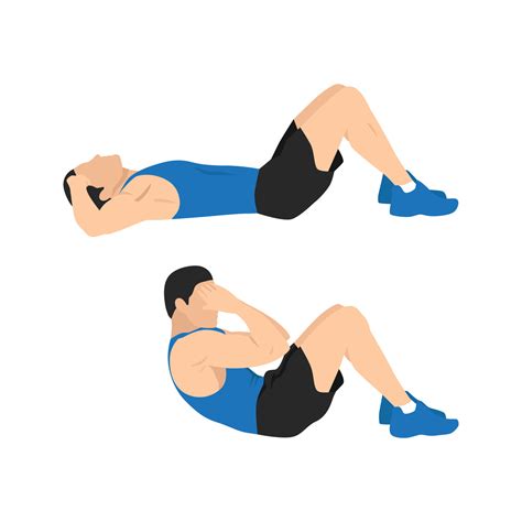 Man Doing Sit Ups Exercise Abdominals Exercise Flat Vector
