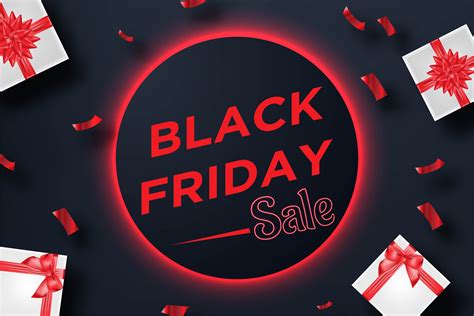Red Black Friday Sale Banner With T Box And Confetti 681154 Vector