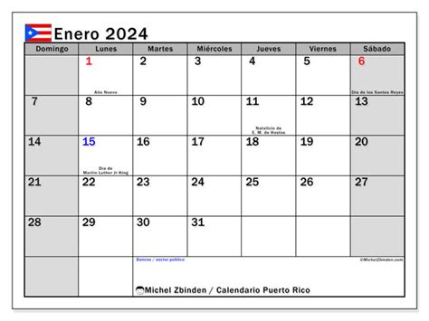 Calendario Enero 2024 Puerto Rico Michel Zbinden Es
