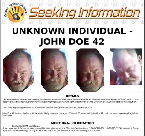 Fbi Seeks Assistance In Identifying John Doe In Sexual Exploitation