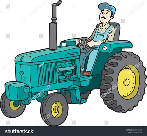 Farmer Driving His Tractor Tractor Driver Stock Vector Royalty Free