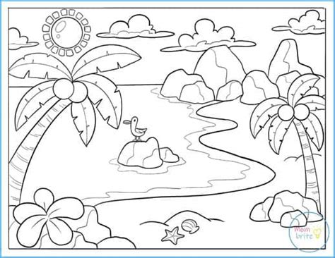 Free Beach Scene Coloring Pages