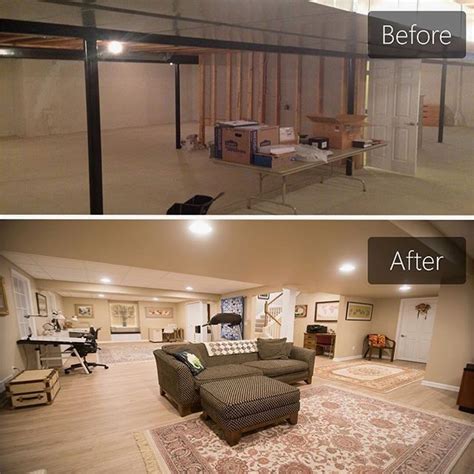Before And After Of A Bright And Open Concept Basement We Finished