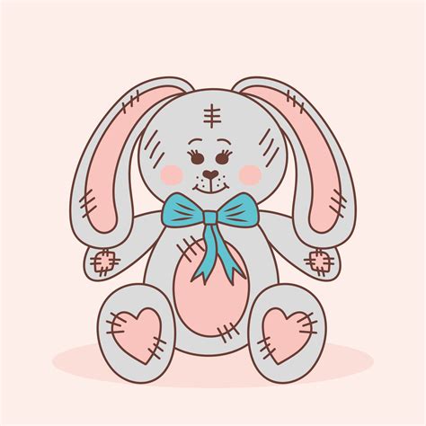 Cute Teddy Bunny Plush Toy Rabbit Hand Drawn Doodle Illustration 15677504 Vector Art At Vecteezy