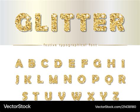 Golden Glitter Font Isolated On White Modern Vector Image