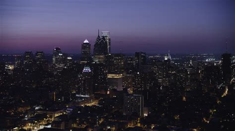 5k Stock Footage Aerial Video Approaching Downtown Philadelphia