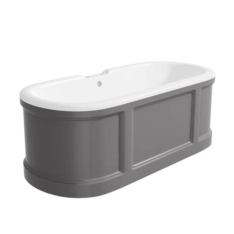 Grey Freestanding Double Ended Roll Top Bath 1700 X 750mm Baxenden