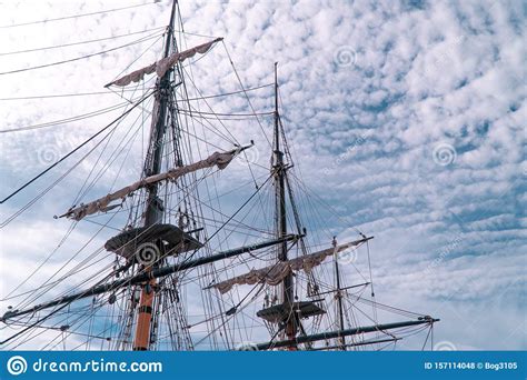 Masts Of An Old Vintage Ship Stock Photo Image Of Sailing Background