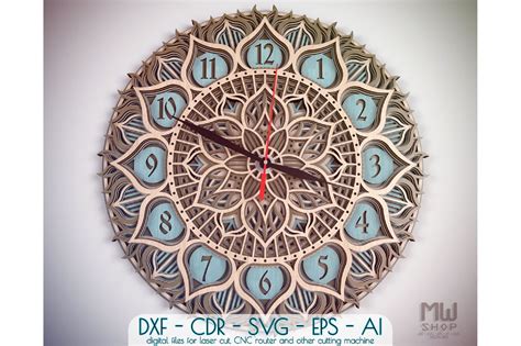 Laser Cut File Mandala Dxf Pattern Mandala Dxf File Layered Wall Clock