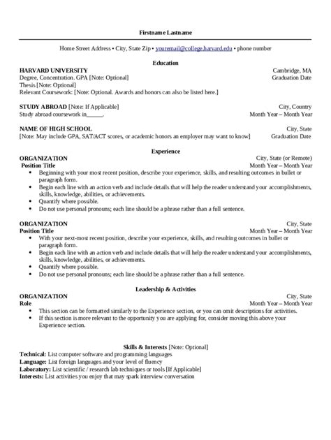 Harvard Resume Template Google Docs Complete With Ease AirSlate SignNow