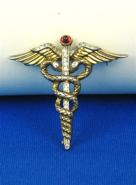 Vintage Trifari Sterling Caduceus Wwii Army Medical Pin