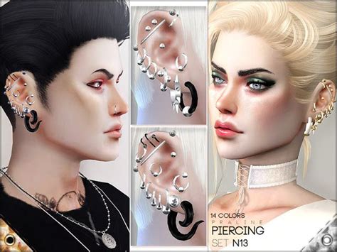 Sims 4 Ccs The Best Piercing Set N13 By Pralinesims Sims 4