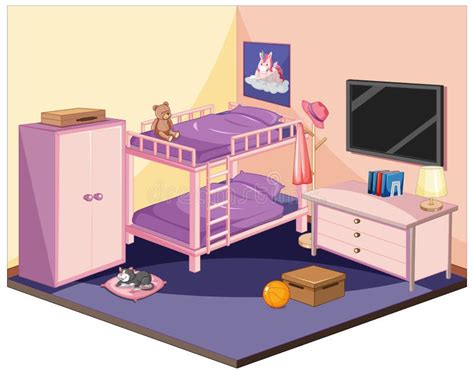 Bedroom In Pink Interior Design Stock Illustration Illustration Of