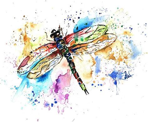Dragonfly Print Dragonfly Art Dragonfly Watercolour Garden Etsy