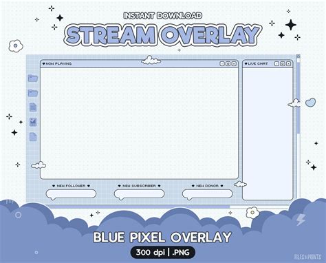 Twitch Blue Pixel Overlay Stream Overlay Streamer Graphics Etsy