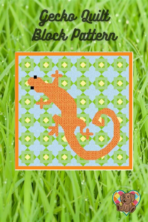 Gecko Quilt Block Pattern Downloadable Pdf Gecko Quilt Etsy Pattern