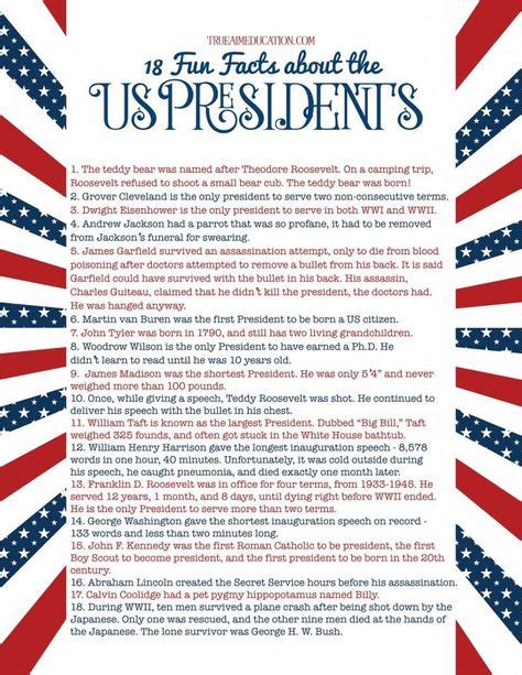 Us Presidential Fun Facts