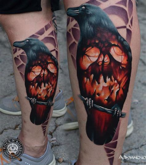 Fire Skull Raven Tattoo By Ad Pancho Best Tattoo Ideas
