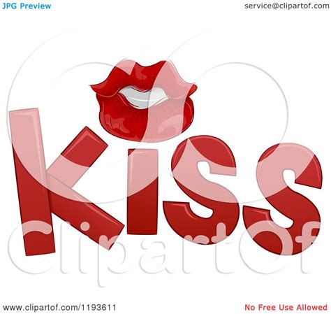 Cartoon Of Red Kiss Text With Lips Royalty Free Vector Clipart By Bnp