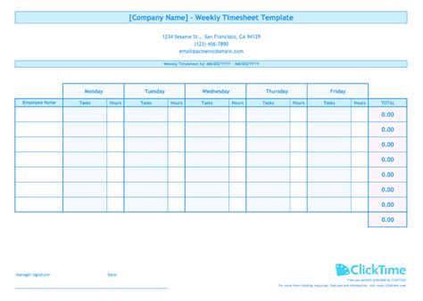 Hourly Employee Timesheet Template Doctemplates