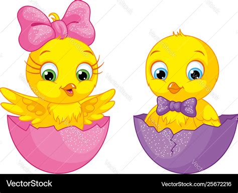 Cute Cartoon Chicks Royalty Free Vector Image Vectorstock